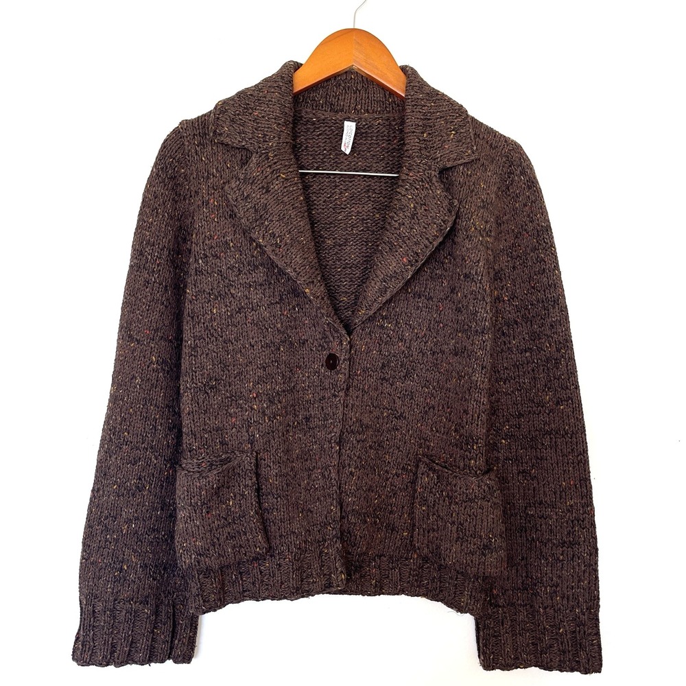 Vintage Ball of Cotton Womens Wool Sweater‎ Cardigan Size S Handmade Granola USA
